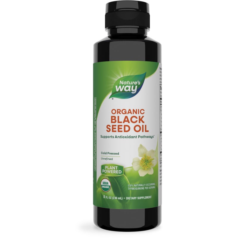 Nature's Way Organic Black Seed Oil, Supports Antioxidants Pathways*, Cold-Pressed, Vegan, Gluten Free, 8 fl oz (Packaging May Vary) - Image 1