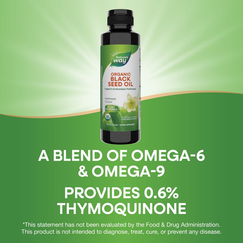 Nature's Way Organic Black Seed Oil, Supports Antioxidants Pathways*, Cold-Pressed, Vegan, Gluten Free, 8 fl oz (Packaging May Vary) - Image 4