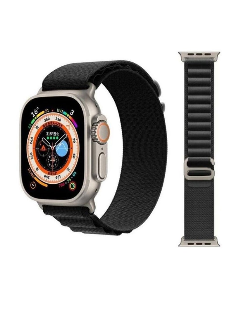 Generic - 2Pack for Apple Watch Alpine Loop Band 49mm/45mm/44mm Nylon Woven Sport Strap Compatible with iWatch Series 8/Ultra/7/SE/6/5/4/3/2/3 Black/Orange - Image 1