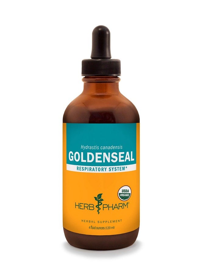 HERB PHARM Certified Organic Goldenseal Liquid Extract For Respiratory System Support 4 Ounce  - Image 1