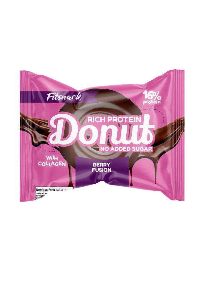 Protein Donut Berry Fusion Flavor, 16% Protein, Sweetened with Collagen, High Protein Snack
