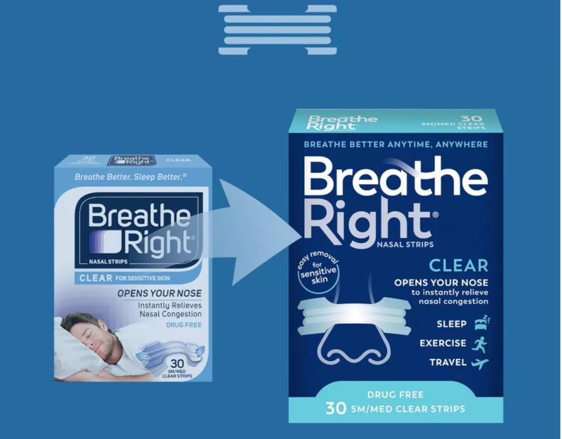 Breathe Right Nasal Strips Clear Small/Medium 30 Count (Pack of 2) - Image 4