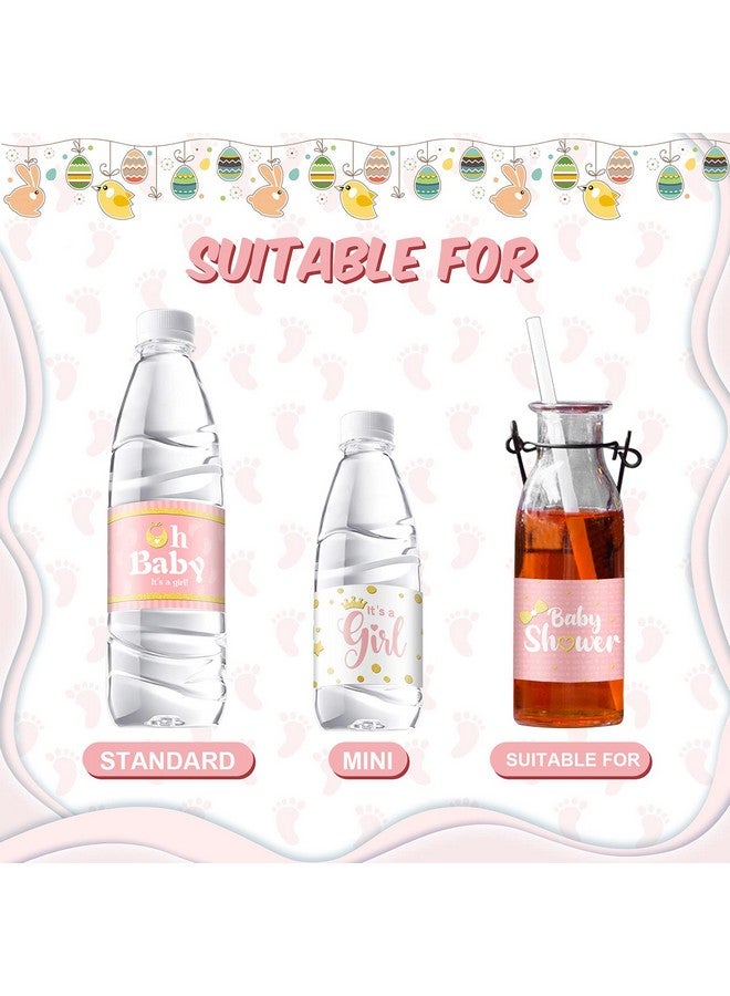 Clabby Baby Shower Water Bottle Labels Waterproof Water Bottle Stickers Wrappers for Baby Shower Party Supplies Decoration (Girl Style, 39 Pieces) - Image 3