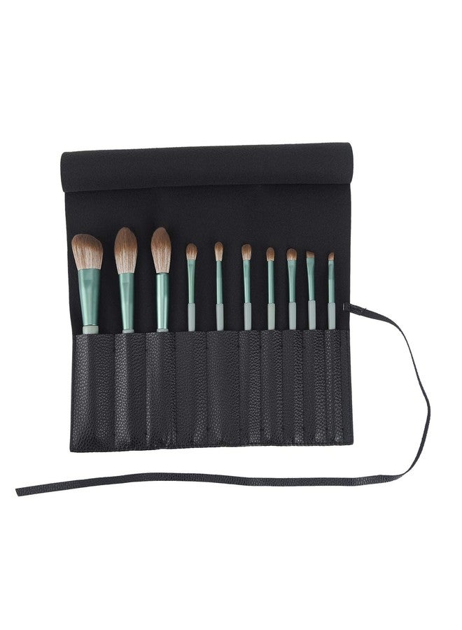 Bird&Fish Makeup Brush Case Travel, makeup brush bag，makeup brush silicone case roll up bag,Rolling Bag Storage Case PU Leather,Holder Organizer Brushes Pouch Cosmetic Bag for Travel(Black) - Image 1