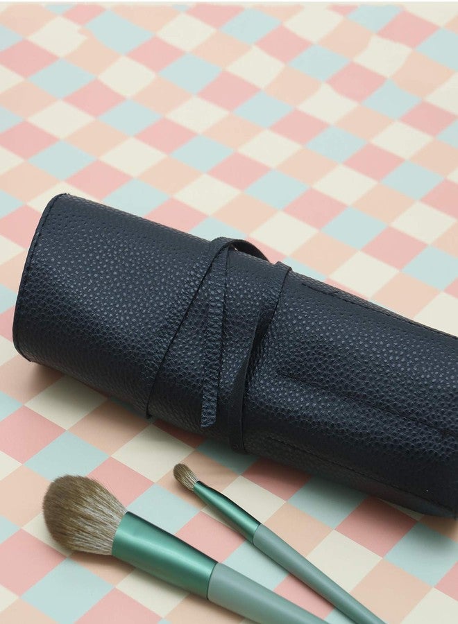 Bird&Fish Makeup Brush Case Travel, makeup brush bag，makeup brush silicone case roll up bag,Rolling Bag Storage Case PU Leather,Holder Organizer Brushes Pouch Cosmetic Bag for Travel(Black) - Image 3