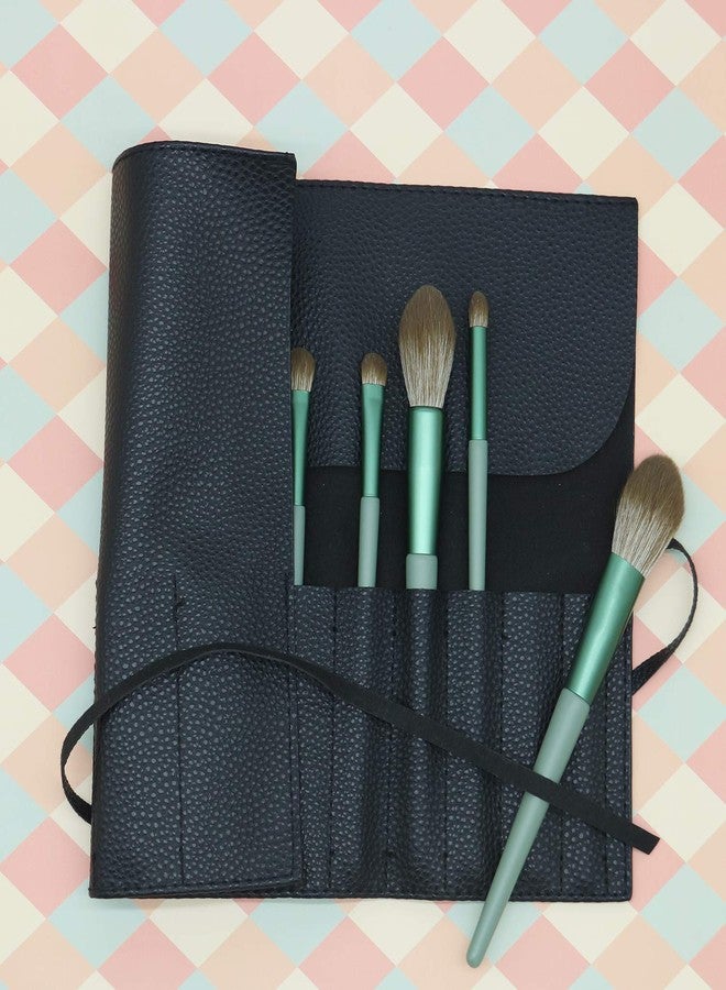 Bird&Fish Makeup Brush Case Travel, makeup brush bag，makeup brush silicone case roll up bag,Rolling Bag Storage Case PU Leather,Holder Organizer Brushes Pouch Cosmetic Bag for Travel(Black) - Image 4