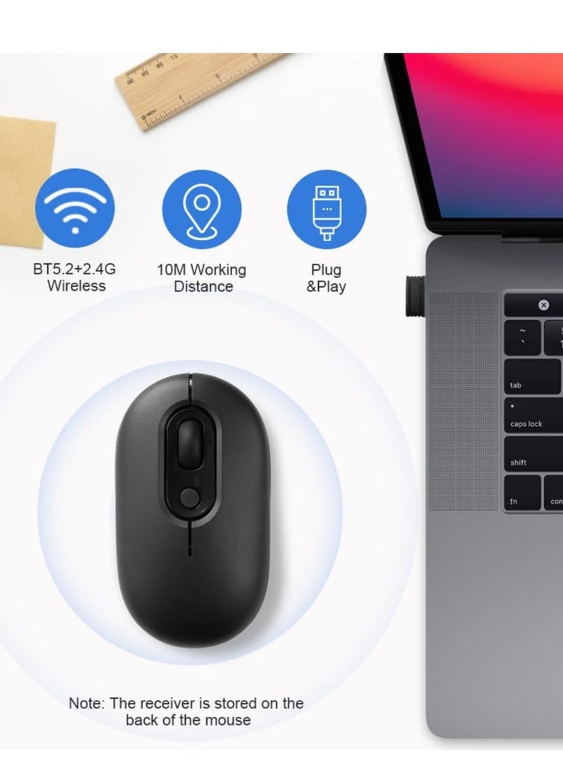 Rechargeable Wireless Mouse, Portable and Color Backlit Mouse, 2.4GHz and Bluetooth Mouse with Mini USB Receiver, Compatible with PC/Mac/Andriod/iPad/Laptop