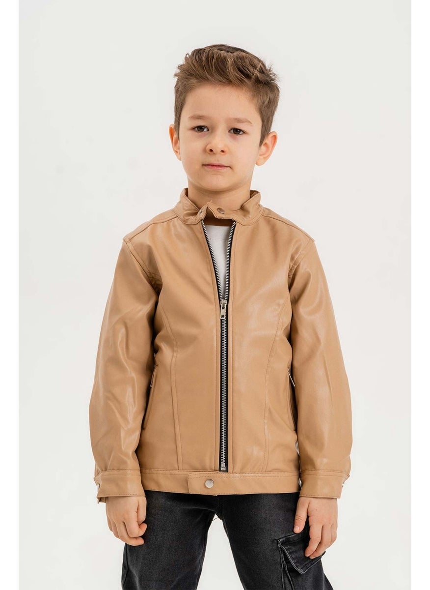 Gold Class Kidswear جاكيت جلد للأولاد بسحاب  - Image 1