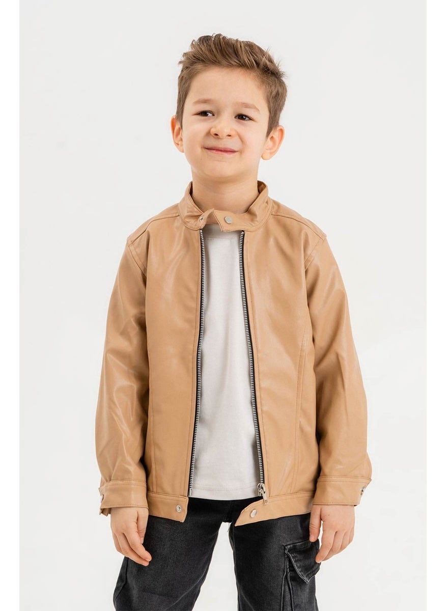 Gold Class Kidswear جاكيت جلد للأولاد بسحاب  - Image 5