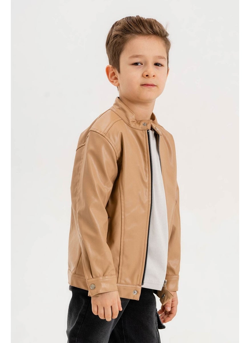 Gold Class Kidswear جاكيت جلد للأولاد بسحاب  - Image 2