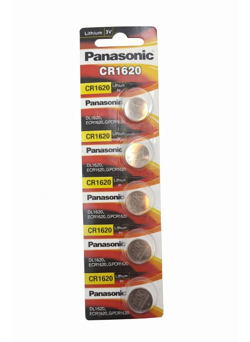 بطارية باناسونيك CR1620 ليثيوم 3 فولت 5قطع