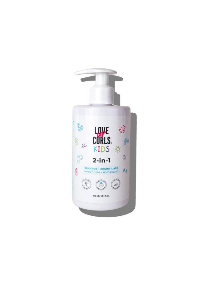 Love Ur Curls Kids - LUCK 2 in 1 Shampoo and Conditioner, Fragrance Free, Pediatrician Approved, Gentle Tear Free Unscented Formula, Easy to Detangle Curls, Sulfate and Paraben Free, 300 mL - Image 1