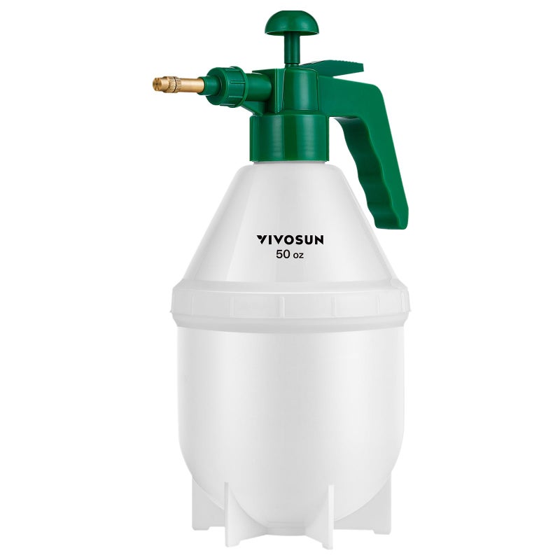 VIVOSUN VIVOSUN 0.4 Gallon Handheld Garden Pump Sprayer, 50 oz Gallon Lawn & Garden Pressure Water Spray Bottle with Adjustable Brass Nozzle, for Plants and Other Cleaning Solutions (1.5L Green)  - Image 1