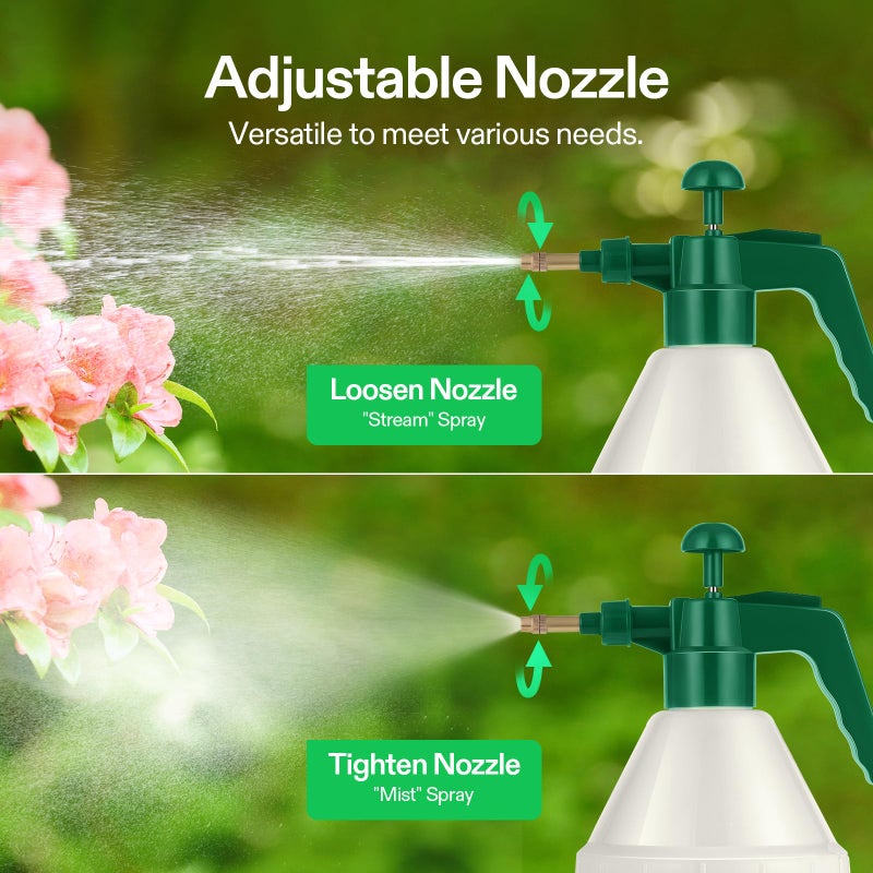 VIVOSUN VIVOSUN 0.4 Gallon Handheld Garden Pump Sprayer, 50 oz Gallon Lawn & Garden Pressure Water Spray Bottle with Adjustable Brass Nozzle, for Plants and Other Cleaning Solutions (1.5L Green)  - Image 2