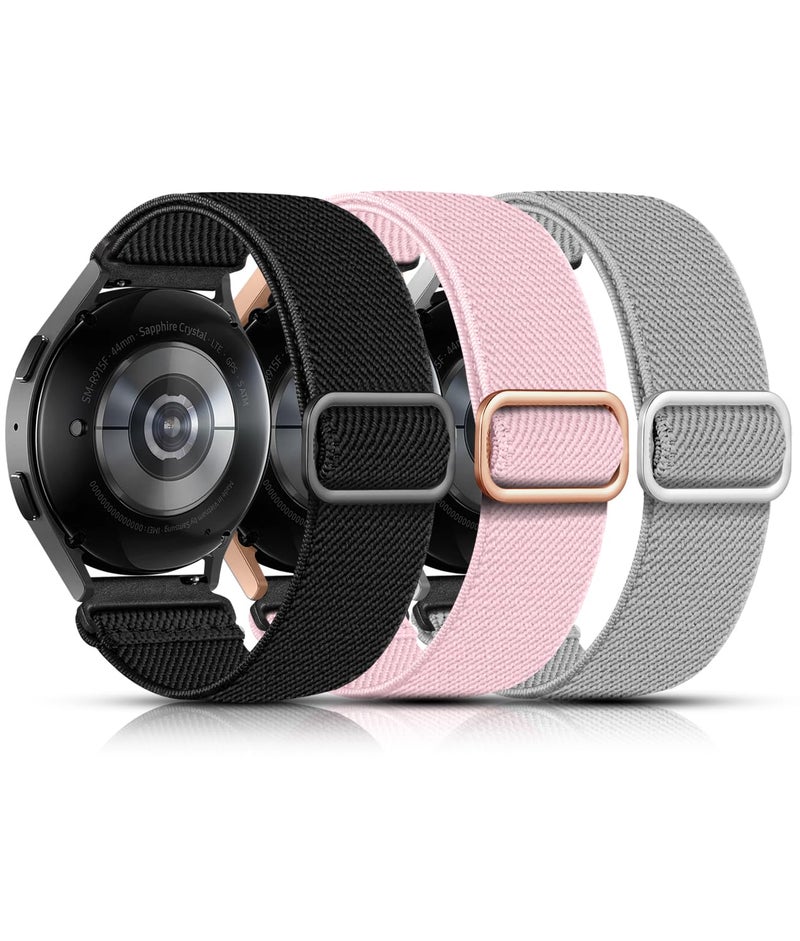 Lerobo Elastic Bands Compatible with Galaxy Watch 7/6/5/4 40mm 44mm/Galaxy Watch 6 4 Classic Band 43mm 47mm 42mm 46mm/Galaxy Watch 5 Pro 45mm/Active 2,3Pack 20mm Soft Nylon Band - Image 1