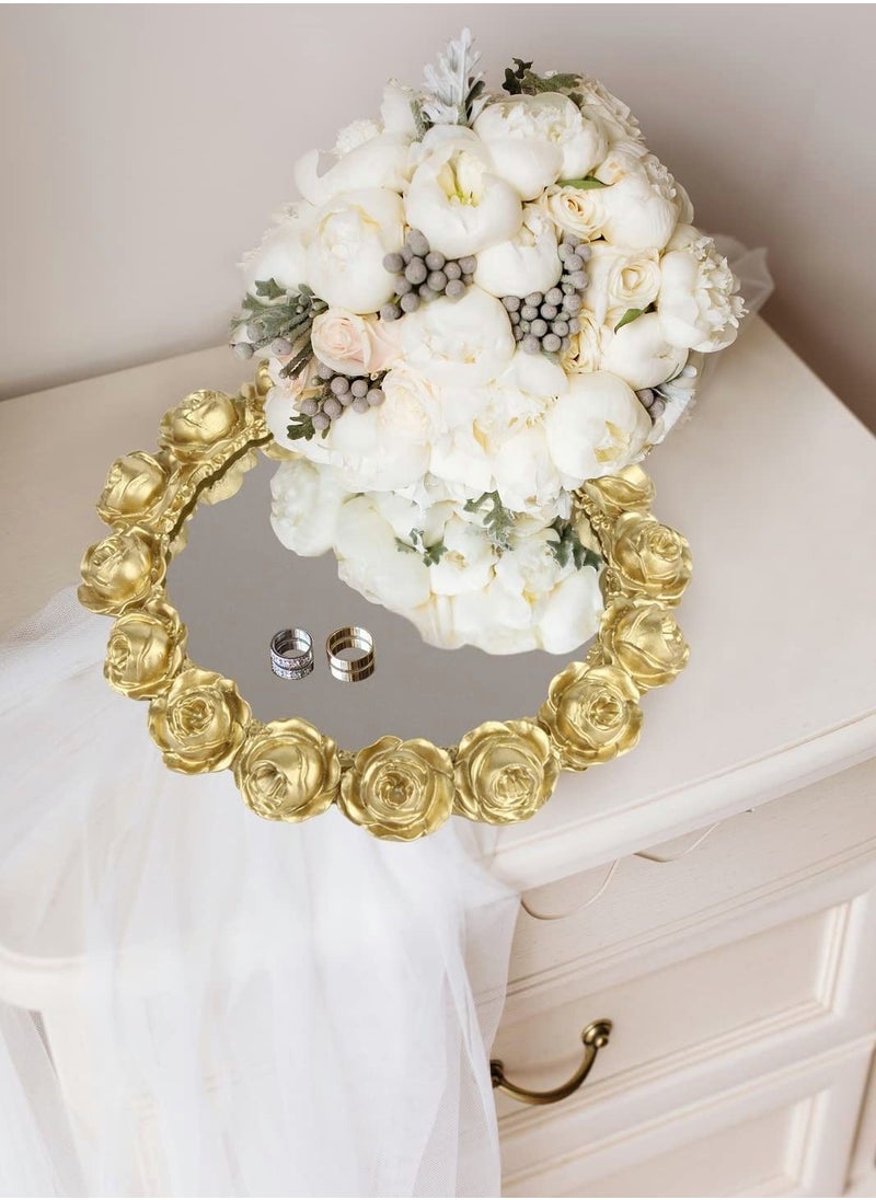 Excefore - Mirrored Tray, Decorative Mirror for Perfume Tray Organizer Jewelry Dresser Display, Vanity Tray, Serving Tray(Gold) - Image 1