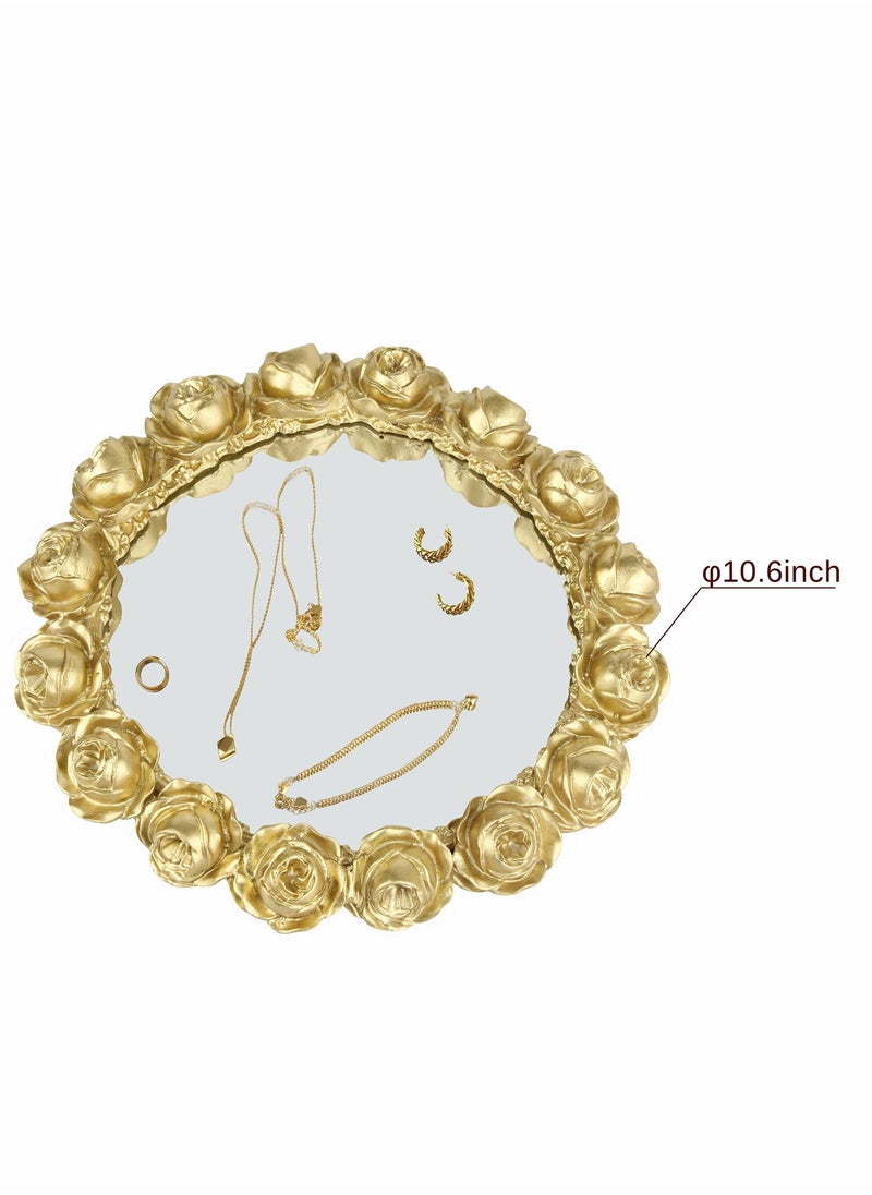 Excefore - Mirrored Tray, Decorative Mirror for Perfume Tray Organizer Jewelry Dresser Display, Vanity Tray, Serving Tray(Gold) - Image 1