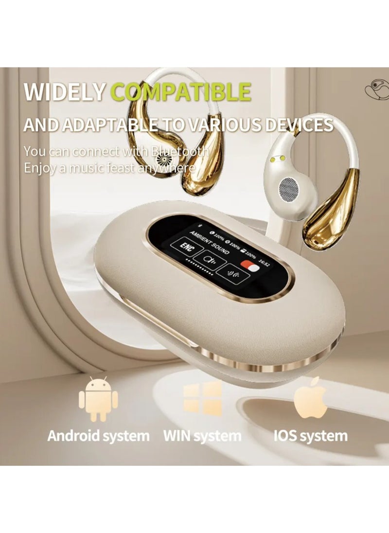 Generic - Open Ear ENC Call Noise Reduction Color Touch Screen TWS Intelligent 144 Ai Language Translation Earbuds for Android, Windows, iOS - Smart Wireless Bluetooth Earphones with Enhanced Call Quality and Clear Audio - Image 1