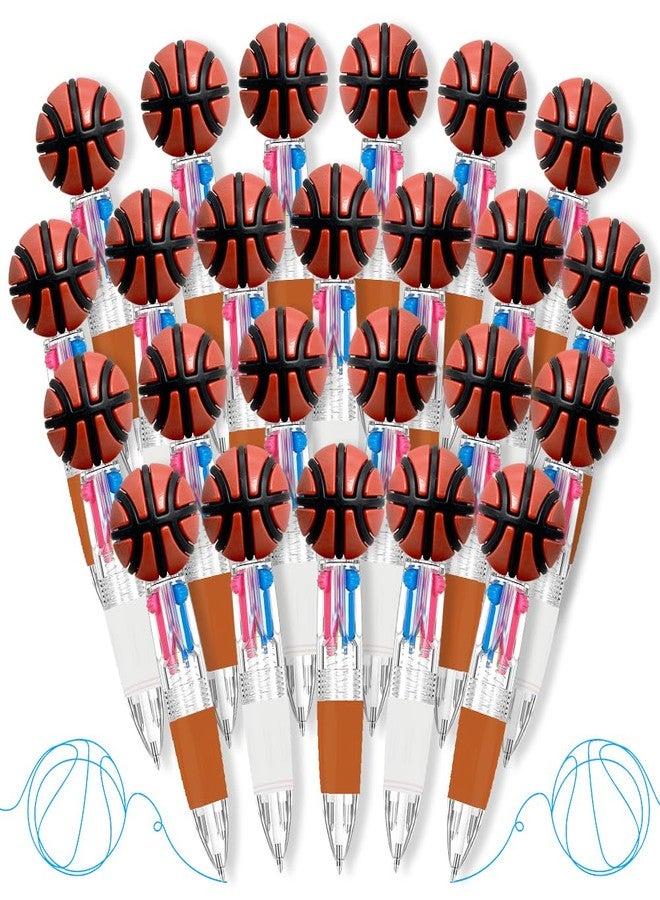 AWEELON 24PCS Basketball Fun Pen Bulk Mini Multicolor 4 in 1 Ballpoint Cute Retractable Pens for Birthdays Parties Prizes Office Writing Supplies Goodie Bag Stuffers - Image 1