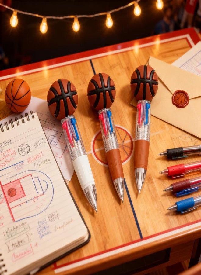 AWEELON 24PCS Basketball Fun Pen Bulk Mini Multicolor 4 in 1 Ballpoint Cute Retractable Pens for Birthdays Parties Prizes Office Writing Supplies Goodie Bag Stuffers - Image 5