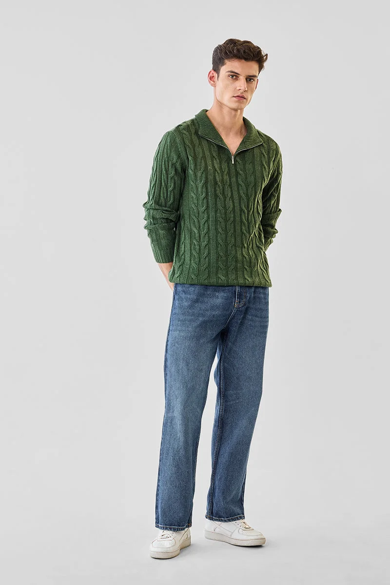 SNITCH Cable Knit Open Wool Cardigan