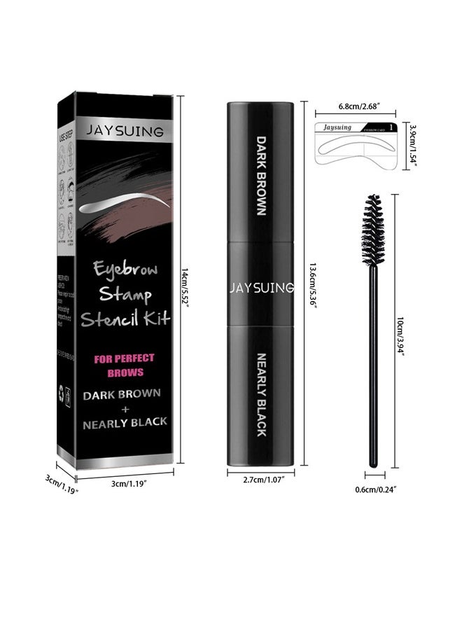 Jaysuing - Eye brow Stamp and Eyebrow Stencil Kit Dual-Color - Eye Brow Stamping Kit - Perfect Instant Brows Every Time, Waterproof and Sweatproof, Reusable, For all Eyebrow Shapes (Dark Brown + Nearly Black) - Image 1