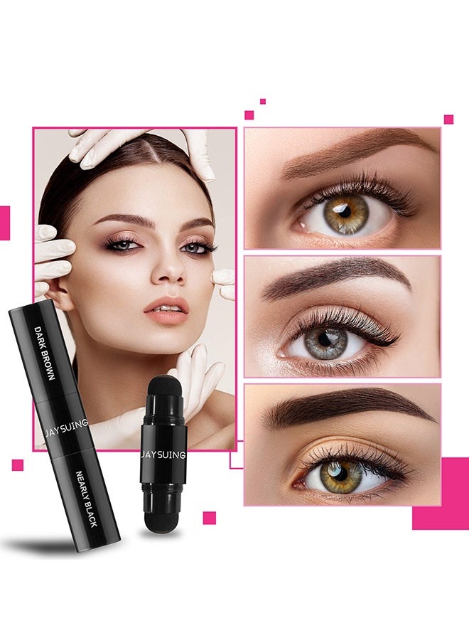 Jaysuing - Eye brow Stamp and Eyebrow Stencil Kit Dual-Color - Eye Brow Stamping Kit - Perfect Instant Brows Every Time, Waterproof and Sweatproof, Reusable, For all Eyebrow Shapes (Dark Brown + Nearly Black) - Image 1