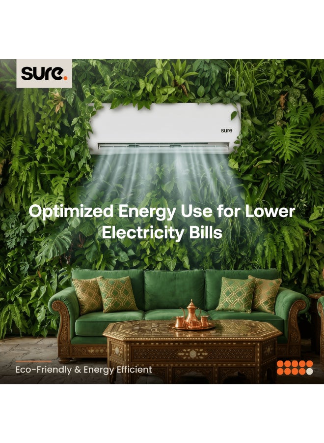 Sure 2 Ton Split Air Conditioner, 24000 BTU AC with T3 Tropical Rotary Compressor, Golden Fin, 4-Way Swing, R410A Refrigerant, Energy Efficient Cooling, White, AS-24 AS-24 white - Image 3