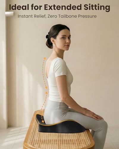 Hsypti Seat Cushion X Large Office Chair Cushion for Sciatica Pain Relief Memory Foam Ergonomic Cushions Pad Pillow for Car Home Hip Tailbone Coccyx Long Sitting - Image 3