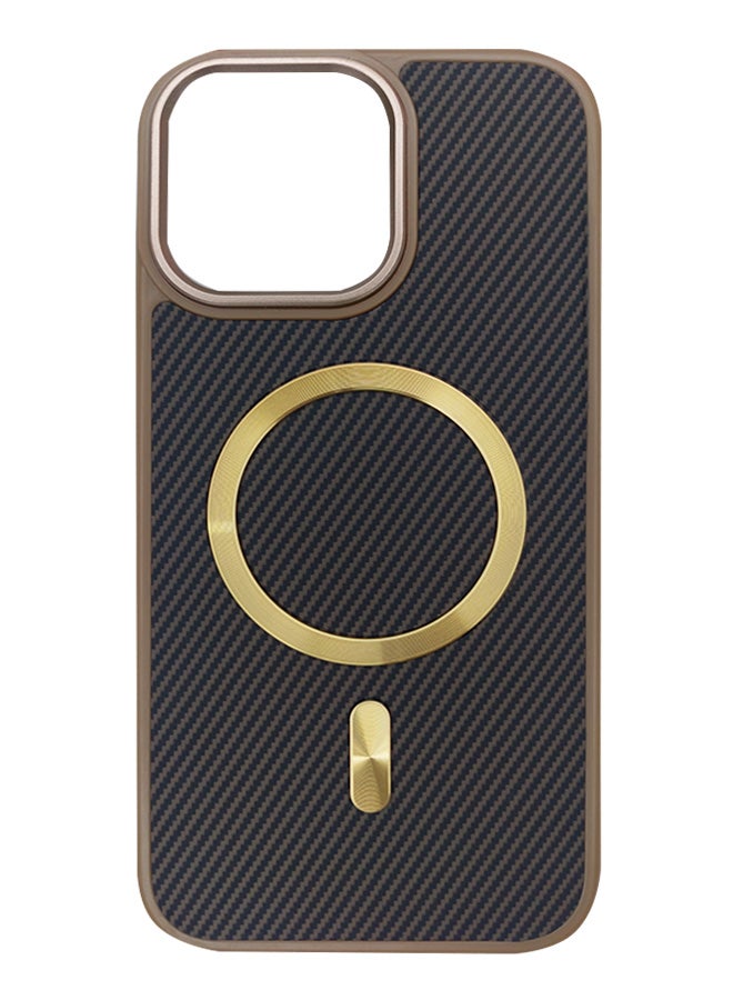 Magnetic Carbon Fiber Back Case for iPhone 16 Pro Max, Rugged Shockproof MagSafe Phone Case, Ultra Slim Case with Padded Interior to Prevent Your Phone's Back from Scratches, Supports Wireless Charging, Heavy Duty Protection and Anti-Scratch, for iPhone 16 Pro Max - Gold  - Image 2