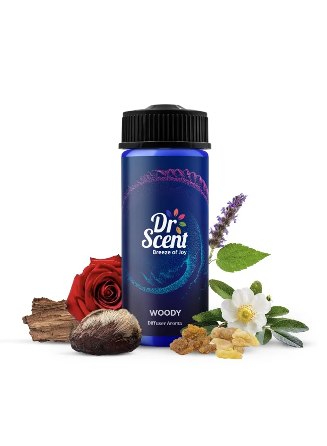 Dr Scent Dr. Scent Diffuser Aroma Woody, with Enchanting Notes of Rose, Citrus, Olibanum, Labdanum, Patchouli, and Musk (170ml)