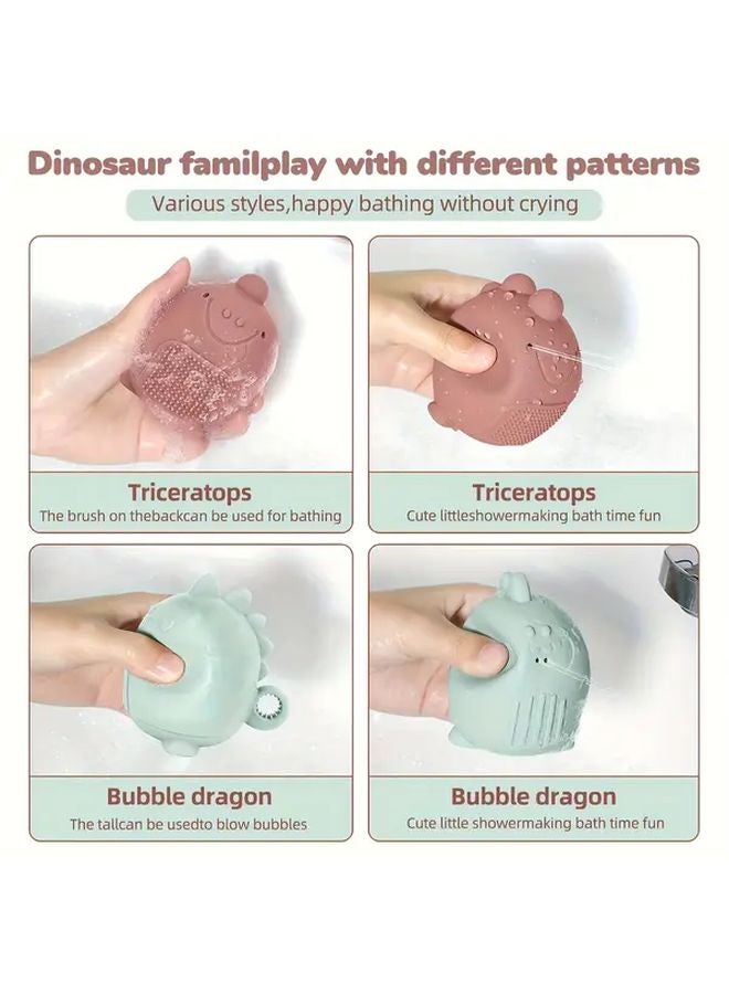 Pink Yellow Brown Cyan Bath Toys Squirt Water Create Bubbles Gentle Cleaning Silicone Brush Interactive Toddler Play Set - Image 4
