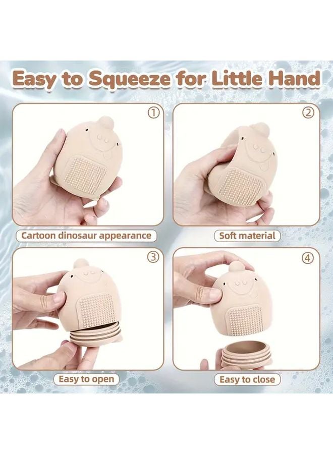 Pink Yellow Brown Cyan Bath Toys Squirt Water Create Bubbles Gentle Cleaning Silicone Brush Interactive Toddler Play Set - Image 5