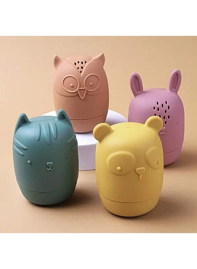 Pink Yellow Brown Cyan Bath Toys Squirt Water Create Bubbles Gentle Cleaning Silicone Brush Interactive Toddler Play Set - Image 2