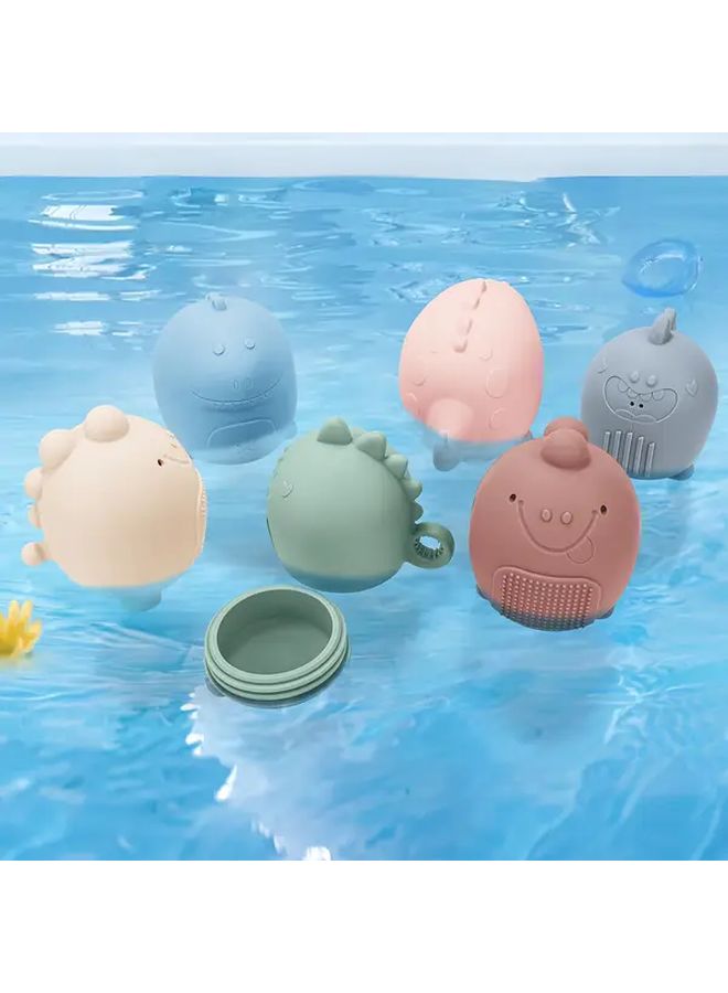 Pink Yellow Brown Cyan Bath Toys Squirt Water Create Bubbles Gentle Cleaning Silicone Brush Interactive Toddler Play Set - Image 3
