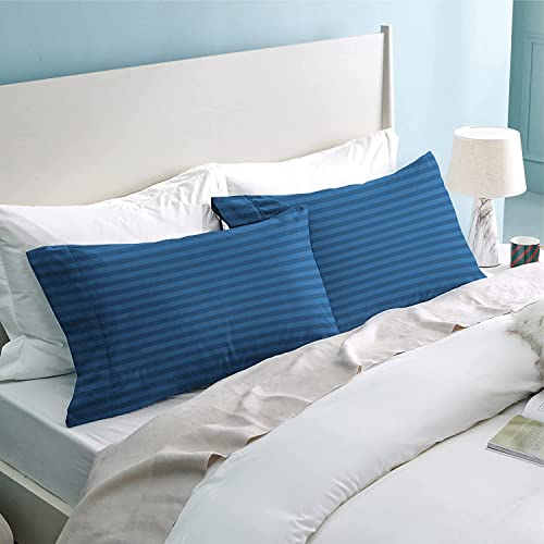 VAS Collections Cotton 180TC Pillow Cover, King, Blue, 2 Pieces, 18 inch x 28 inch, Striped - Image 3