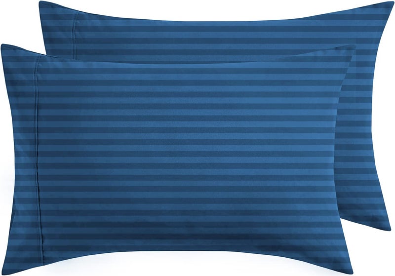 VAS Collections Cotton 180TC Pillow Cover, King, Blue, 2 Pieces, 18 inch x 28 inch, Striped - Image 5