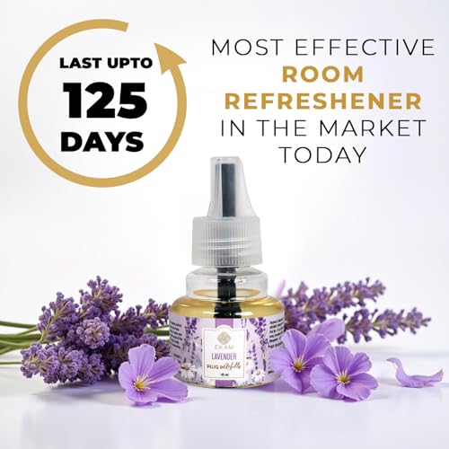 EKAM Plug-In Air Freshener Refill (45ml) | Lavender Scent for Room/Bathroom | Automatic Refill | Lasts up to 125 Days / 500 Hours | Perfect for Living Rooms, Bedrooms & More - Image 2