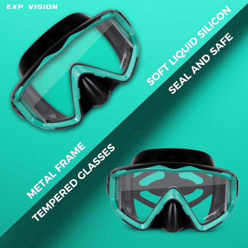 EXP VISION Schnorchelset Schnorchelausrstung fr Erwachsene, Professionelle Anti-Beschlag-Schnorchelmaske, Trockenschnorchel Tauchmaske fr Freitauchen,Schnorcheln,Schwimmen - Image 4