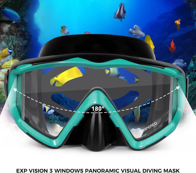 EXP VISION Schnorchelset Schnorchelausrstung fr Erwachsene, Professionelle Anti-Beschlag-Schnorchelmaske, Trockenschnorchel Tauchmaske fr Freitauchen,Schnorcheln,Schwimmen - Image 2