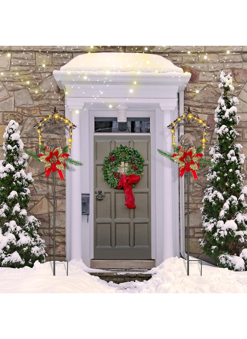 Moukeren Moukeren 4 Pcs Christmas Nativity Scene Yard Lights Metal Nativity Scene Outdoor Solar Stakes Christmas Yard Decoration for Xmas Outdoor Pathway Garden Lawns Garland  - Image 4