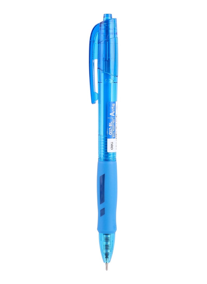 Deli Deli EQ17-BL ARRIX Retractable Ballpoint Pens - Fine Tip, Soft Grip Barrel, Blue Ink - Smooth Low-Viscosity Pens for Office & School (12PCS/Color Box)  - Image 1