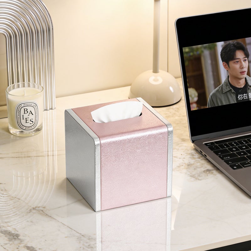 Square Leather Tissue Holder for Home Use, High-End Tissue Box for Bedroom and Living Room, Luxury Tissue Dispenser - Image 4
