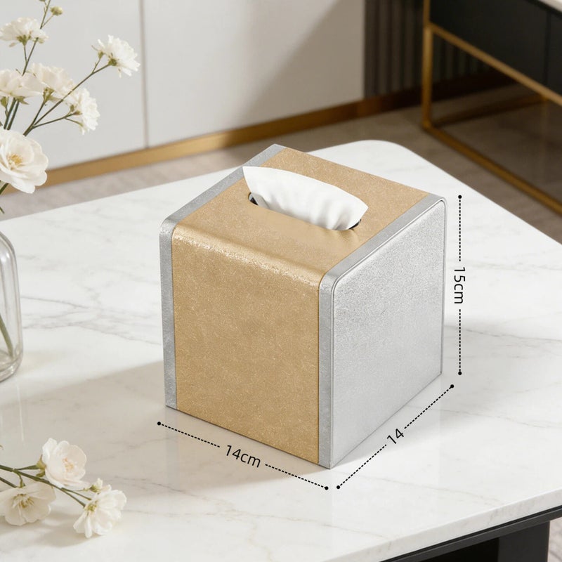 Square Leather Tissue Holder for Home Use, High-End Tissue Box for Bedroom and Living Room, Luxury Tissue Dispenser - Image 5