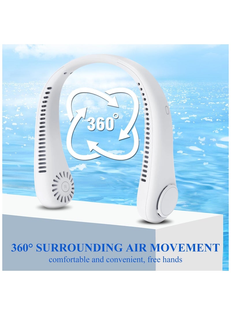 مارك ستور مروحة رقبة، مكيف هواء بدون شفرات قابلة لإعادة الشحن - مبرد محمول مع تدفق هواء 360 درجة، شحن USB، مروحة هادئة بدون استخدام اليدين للاستخدام في الهواء الطلق والسفر - Image 5