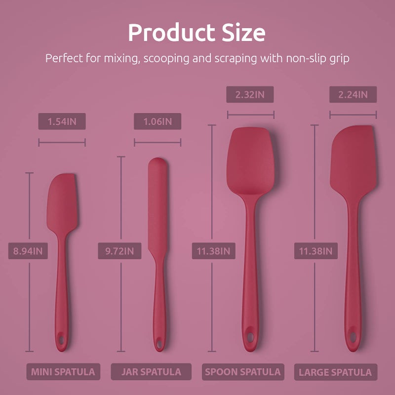 U-Taste U-Taste Silicone Spatula Set with 480 Degrees Fahrenheit Heat Resistant (Red) - Image 4
