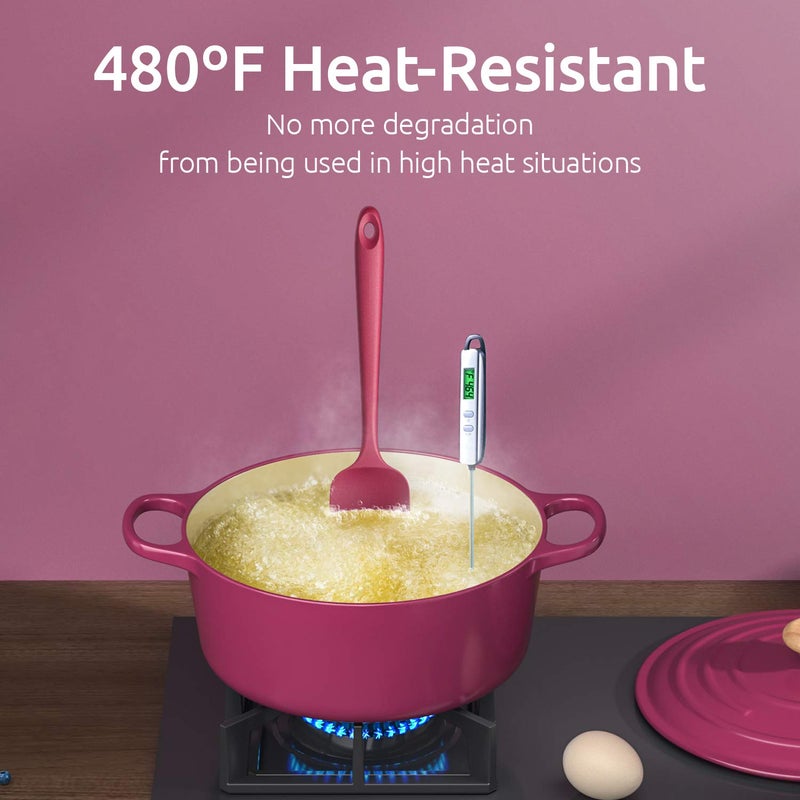 U-Taste U-Taste Silicone Spatula Set with 480 Degrees Fahrenheit Heat Resistant (Red) - Image 2