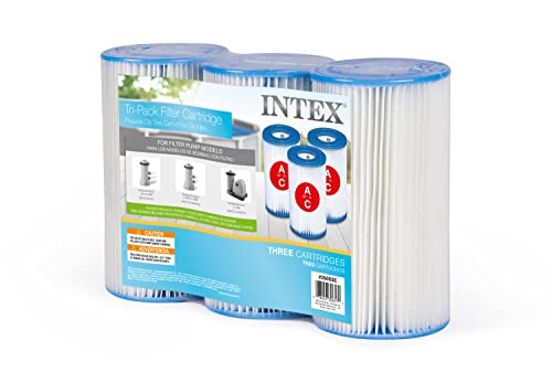 INTEX 29003E Type A Pool Filter Cartridge For INTEX Filter Pumps EasyToClean Dacron Paper Efficient Filtration Three Pack - Image 1