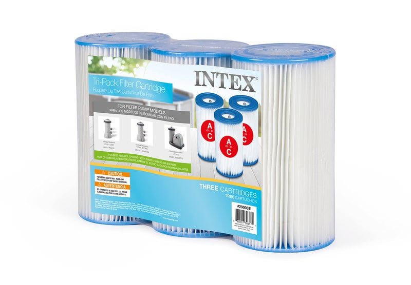 INTEX 29003E Type A Pool Filter Cartridge For INTEX Filter Pumps EasyToClean Dacron Paper Efficient Filtration Three Pack - Image 2