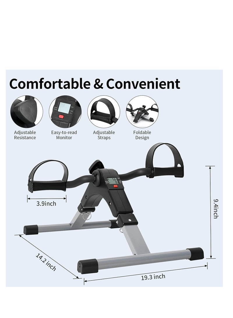 Generic Folding Pedal Exerciser - Mini Exercise Bike Under Desk Bike Pedal Exerciser with LCD Display for Arms and Legs Workout, Portable Desk Bike Peddler Machine for Adults & Seniors  - Image 2